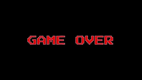 Game Over Glitch Animation on Black Background End Screen Stockbeeldmateriaal 315821624