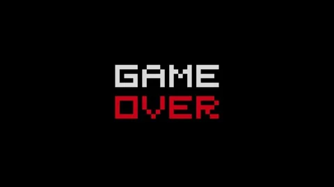 Game Over glitch digital screen distortion with retro arcade aesthetic and ne Stock Footage 345654147