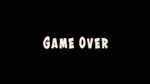 Game over glitch effect animation on a black background. Stock Footage 143262592