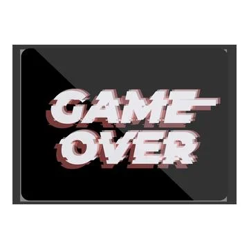 Game over glitch effect displaying ending of video game Stock Illustration
