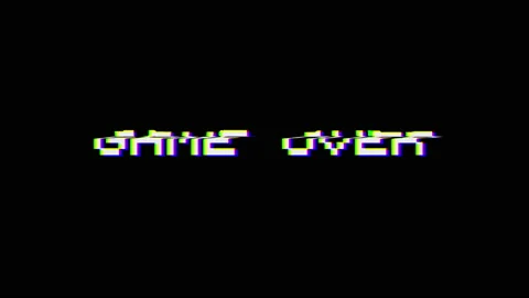 Game over glitch flicker effect 4k video or footage with text elaboration ret Video stock 151198192