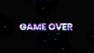 Game Over Glitch Flicker Effect 4K Video Or Footage With Text Elaboration Retro Stock Footage