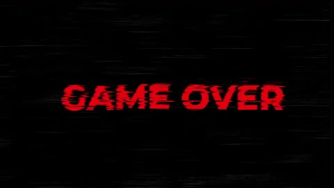 Game over glitch glitching red words game over appear on a black background. Stock Footage 313387843