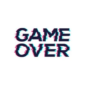 Game Over glitch pattern retro background. Video game screen vhs 80s vector Stock Illustration