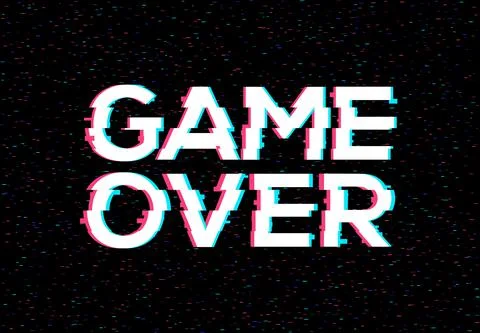 Game Over glitch pattern retro background. Video game screen vhs 80s vector イラスト素材