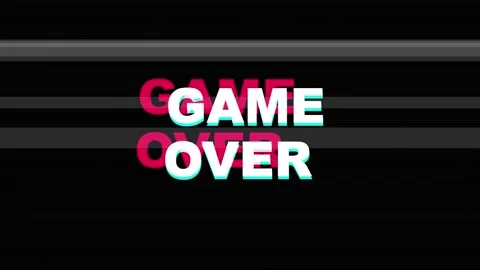 Game Over glitch Retro text on black starry background Stock Footage 340253181