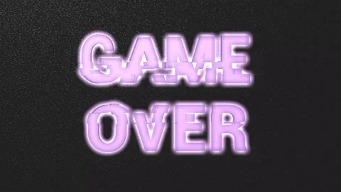 Game Over, glitch text animation. 3D animation. Stock Footage 202308719