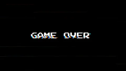 Game Over Glitch Text Animation with Digital Noise, Error Signal Distortion.. Stock Footage 331494525
