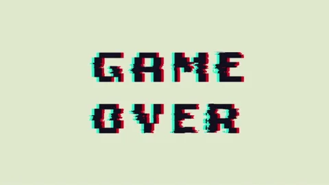Game Over glitching text animation on a light background Stock Footage 219551825