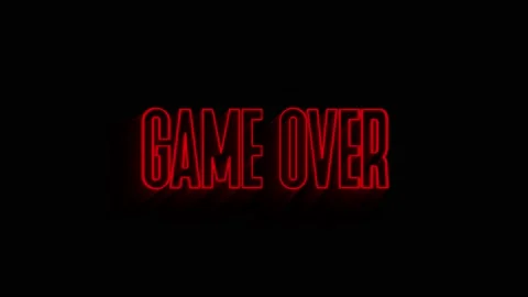 Game over gold text on animation. Retro, colorful video footage. Видео 153819426