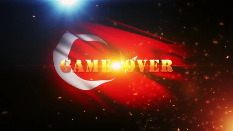 Game Over gold text with Turkey flag background Stock Footage 241738972