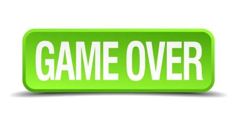 Game over green 3d realistic square isolated button Illustrazione stock