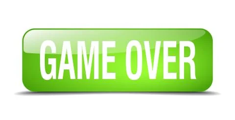 Game over green square 3d realistic isolated web button Ilustração Stock