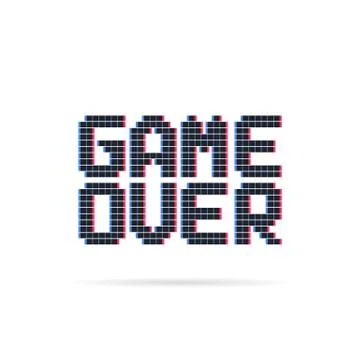 Game over logo like glitch pixel art style Illustrazione stock