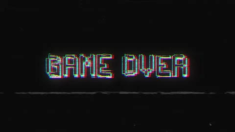 Game Over Looped Glitch Text Animation. Render of Retro Style Noise Distortion.  Stock Footage 151087697