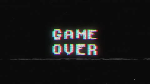 Game Over Looped Glitch Text Animation. Render of Retro Style Noise Distortion.  Stock Footage 151087698
