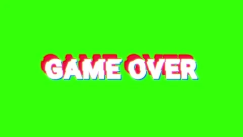Game over looping glitchy text on the green screen Stock Footage 304954355