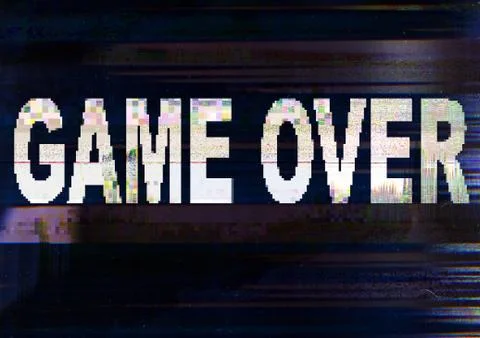 Game over message distorted screen static noise Stock Photos