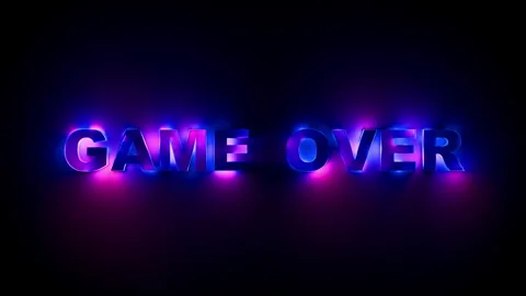 Game Over Neon Glowing Text Loop with Electric Gradient Light Motion. Loope.. Video stock 320163755