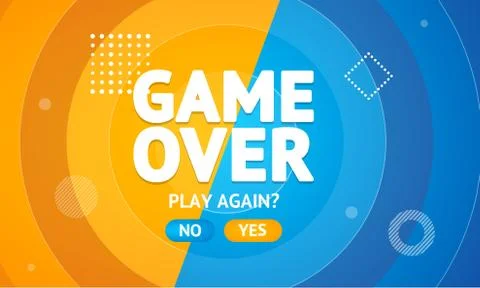 Game Over or Play Again Concept Banner Card. Vector Illustrazione stock