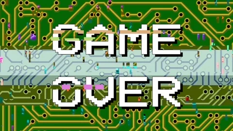 Game over PCB try again push fire Stock Footage 90031352