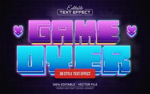 Game over pixel 3d text effect editable Stock Illustration