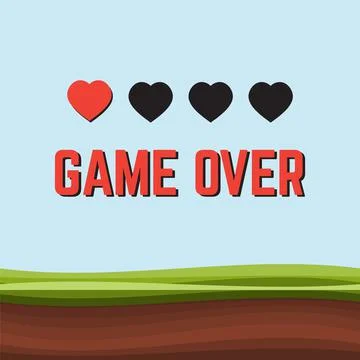 Game over pixel art arcade game screen vector illustration. Arcade retro bann Stock Illustration