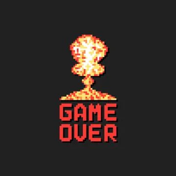 Game over with pixel art explosion Stock Illustration