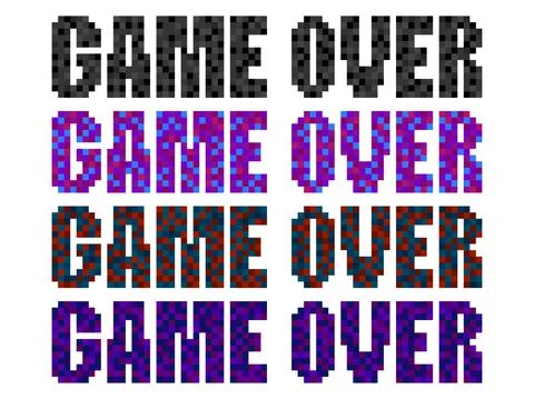 Game over, pixel art. Pixel text informing about the loss in the game. Text i Stock Illustration