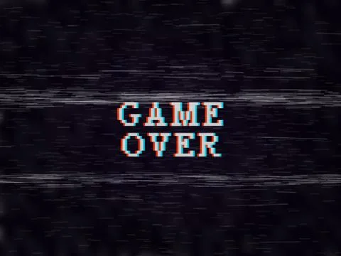 Game Over Pixel Style Glitch VHS Retro Effect 库存插图