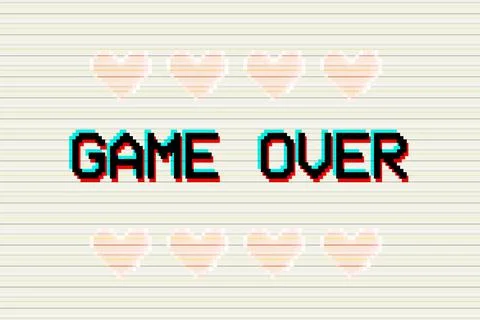 Game Over pixel text, glitch effect background, rgb shift Stock Illustration