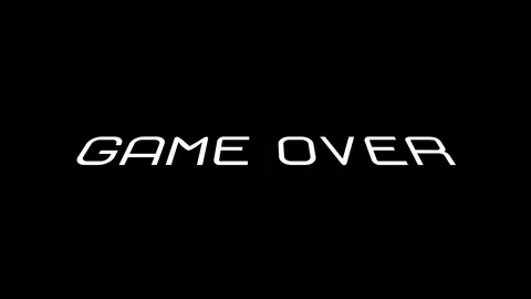 Game Over - Pixelated 3D Modern Text Arcade end game screen - Motion Graphic Stock Footage 73935587