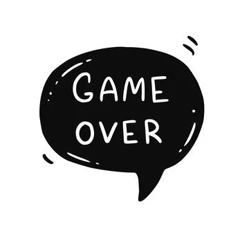 Game over quote speech bubble element. Hand drawn Stock Illustration
