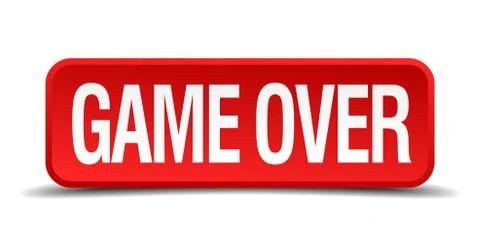 Game over red 3d square button on white background Illustrazione stock
