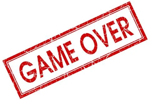 Game over red square stamp isolated on white background Stock Illustration