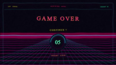 Game over retro arcade neon countdown timer footage Stock Footage 346738349