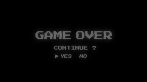 Game Over Retro CRT Screen Animation, Pixelated Gaming Outro with VHS Flicker Stock Footage 311811696
