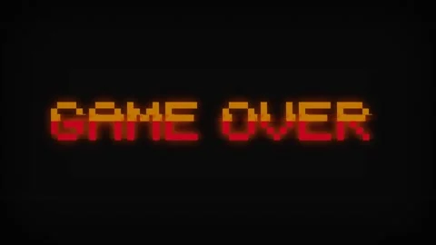 Game Over Retro Pixel Art Text on Black Screen Vintage Arcade Style Stock Footage 336617935