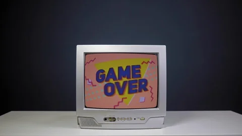 Game Over on a retro video game TV from the 80s or 90s. Stock Footage