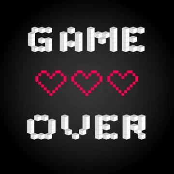 Game over screen, old school gaming poster, failure concept Stock Illustration