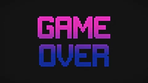 GAME OVER Screen Pink And Blue Colors Video stock 106588795