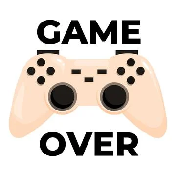Game over sign with classic controller depicting ending of gaming session Stock Illustration