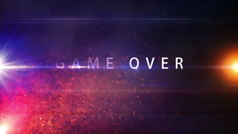 GAME OVER silver glitch text digital technology cinematic title background Stock Footage 306060580