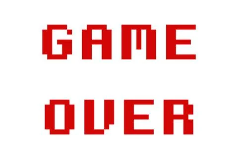 Game over simple flat red white 8-bit Illustrazione stock