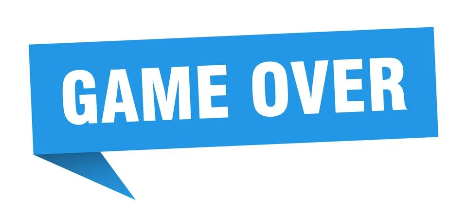 Game over speech bubble. game over ribbon sign. game over banner 스톡 일러스트