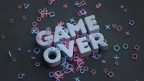 Game over text 3D render animation Stock Footage 156370701