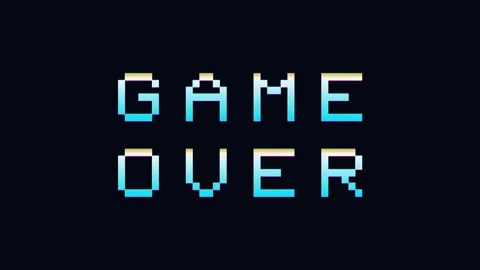 Game over text on 8 bit on black background Stock Footage 337091573