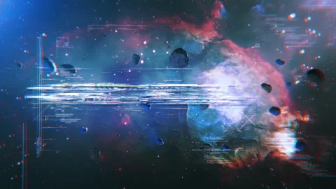 GAME OVER text abstract with exploration on deep space Stock Footage 270303812