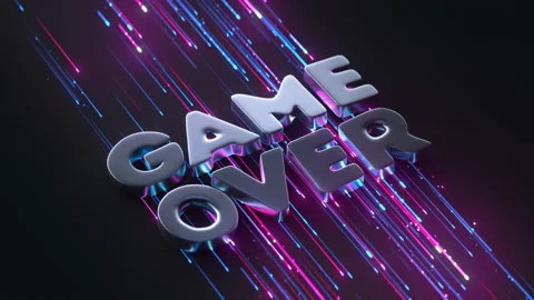 Game over text and glow lines seamless loop 3D render animation Stock Footage 159776298
