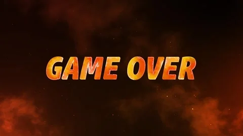 Game Over text animation with Fiery effect on Smoky nebula background Stock Footage 337941181